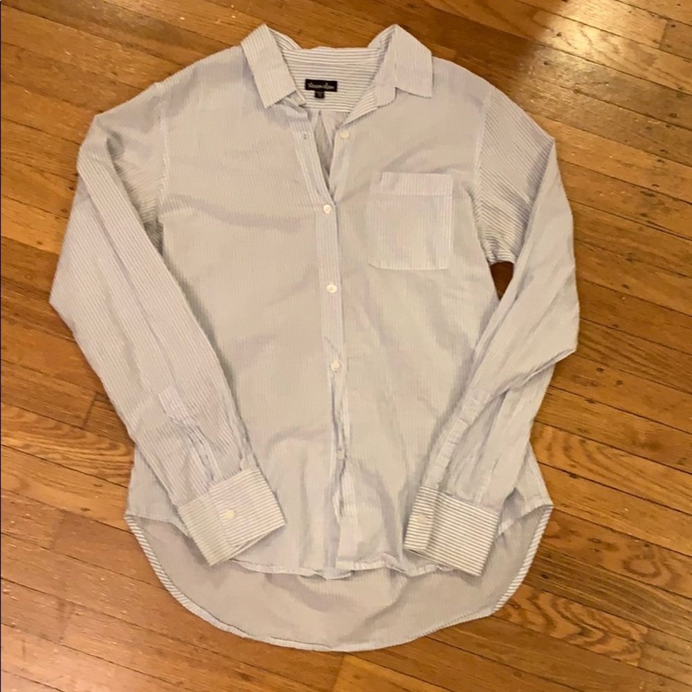 cotton striped button up top